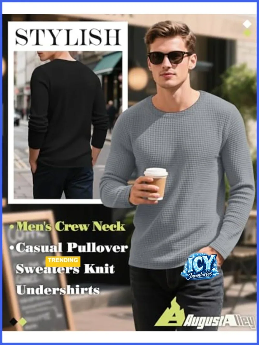 5 Pack Mens Thermal Waffle Shirts Long Sleeve Crew Neck Undershirts